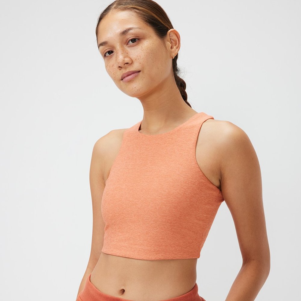 Outdoor Voices Venus Crop Top Tangerine Colorblock